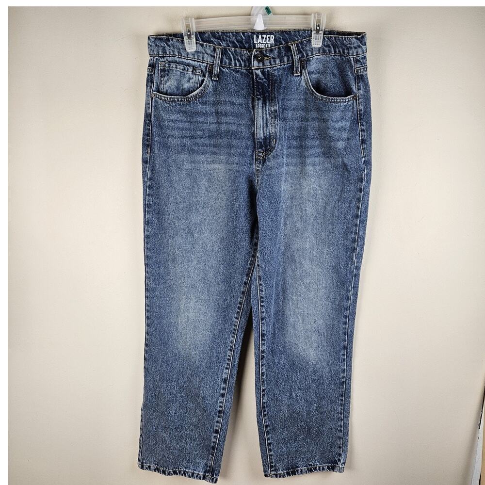Lazer Jeans Mens 36x30 blue Loose Fit Denim cotton relaxed skater